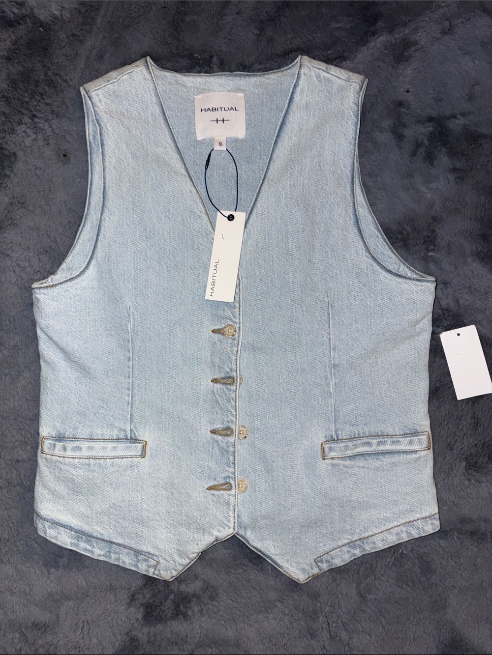 Habitual Faded Light Blue Denim Vest